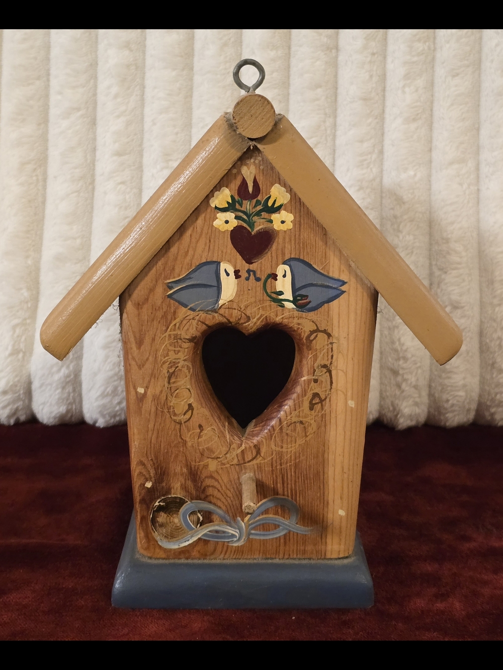 90s Country Cottagecore Wooden Birdhouse Floral Lovebirds Decor J.D.I. Inc.